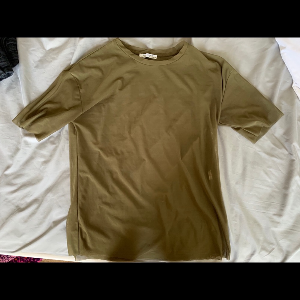 Zara green mesh top